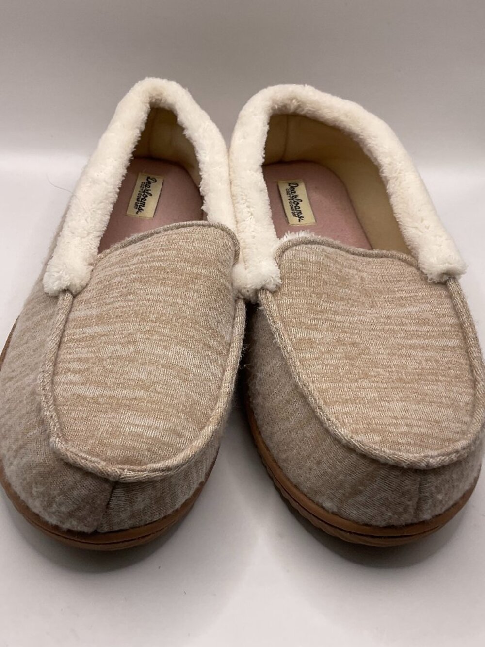 Dearfoams Cozy Memory Foam House Slippers Beige Women's Size 11